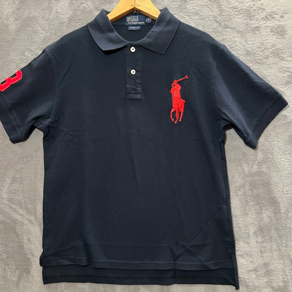 Polo Ralph Lauren Mens Navy Big Pony Short Sleeve Polo Shirt Classic Fit Size M